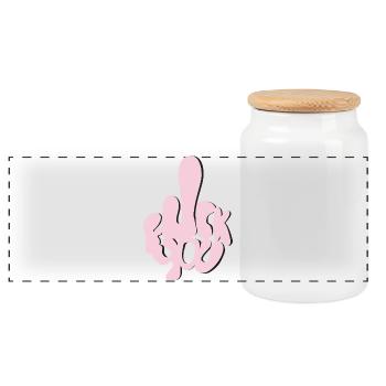 Va te faire foutre en lettres bulles - Boîte à biscuits avec couvercle en bois - blanc - Devant