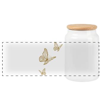 Filigrane Schmetterlinge Sommer gold - Panorama Keksdose mit Holzdeckel - Weiß - Vorne