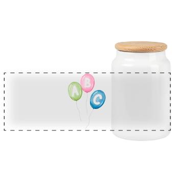 Balloons with ABC letters - for the start of school - Panoramic Cookie Jar with Wooden Lid - white - Front