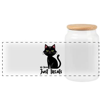 Leuchtende Katze Silhouette Illustration - Panorama Keksdose mit Holzdeckel - Weiß - Vorne