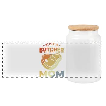Butcher Mother - Panoramic Cookie Jar with Wooden Lid - white - Front