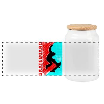 Skateboard Geschenke Skateboardfahrer Outfits - Panorama Keksdose mit Holzdeckel - Weiß - Vorne