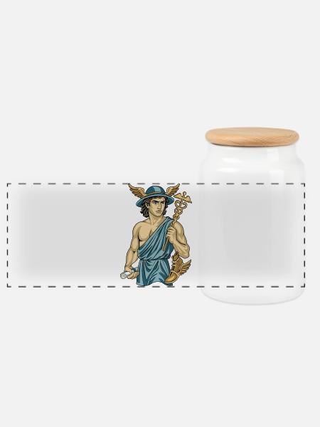 Hermes - Panorama Keksdose mit Holzdeckel - Weiß