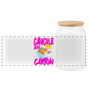 Heatwave in Carton, Mediterranean summer - Panoramic Cookie Jar with Wooden Lid - white - Front