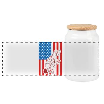Breakdance USA Flag - Panoramic Cookie Jar with Wooden Lid - white - Front