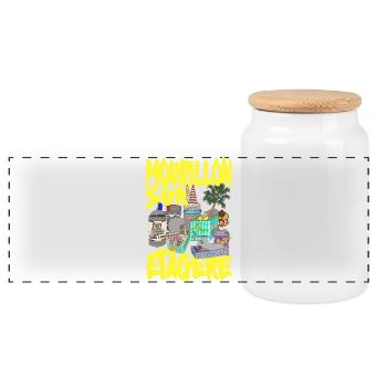 Mourillon on the shelf Toulon - Panoramic Cookie Jar with Wooden Lid - white - Front