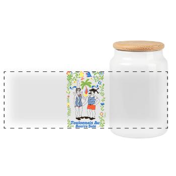 Toulonnais mit gesalzener Butter - Panorama Keksdose mit Holzdeckel - Weiß - Vorne
