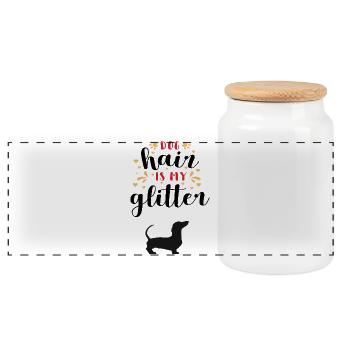 Hundehaare sind mein Glitter - hundeliebhaber - Panorama Keksdose mit Holzdeckel - Weiß - Vorne