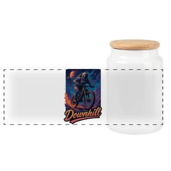 MTB Mountainbiking Downhill Astronaut Geschenk - Panorama Keksdose mit Holzdeckel - Weiß - Vorne