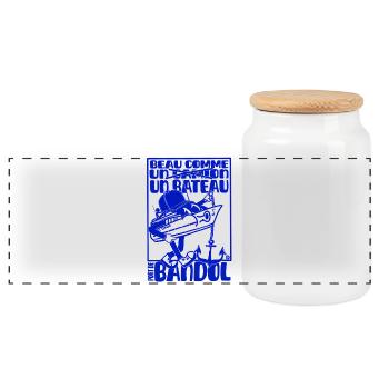 Retro Mittelmeer Bandol Boot Maskottchen - Panorama Keksdose mit Holzdeckel - Weiß - Vorne