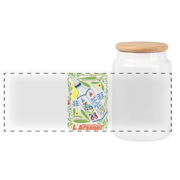 Olivenöl mit gesalzener Butter Toulon - Panorama Keksdose mit Holzdeckel - Weiß - Vorne