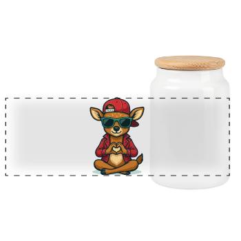 Style cœur de cerf - Boîte à biscuits avec couvercle en bois - blanc - Devant