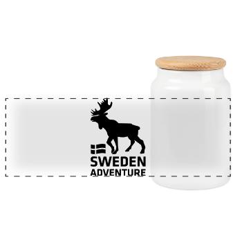 Sweden Adventure - Panorama Keksdose mit Holzdeckel - Weiß - Vorne