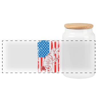 4th of July USA Breakdance - Panoramic Cookie Jar with Wooden Lid - white - Front