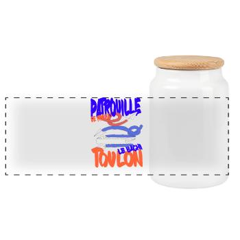 Patrouille de France Toulon 15 aout - Boîte à biscuits avec couvercle en bois - blanc - Devant