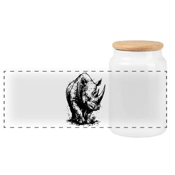 Rhinocéros : Cœur sauvage - Boîte à biscuits avec couvercle en bois - blanc - Devant