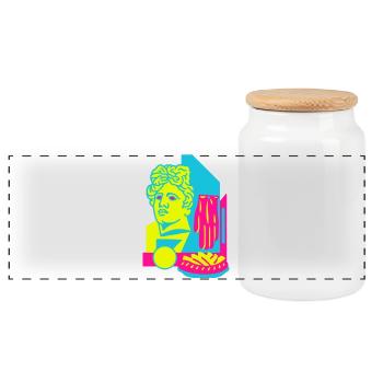 Art Food - Panoramic Cookie Jar with Wooden Lid - white - Front