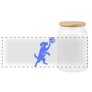 Minimalistische Silhouette Basketballspieler Wurf - Panorama Keksdose mit Holzdeckel - Weiß - Vorne