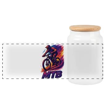 VTT VTT VTT Cadeau VTT - Boîte à biscuits avec couvercle en bois - blanc - Devant