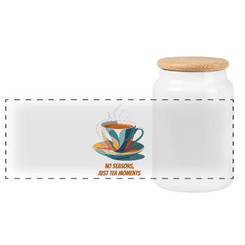 Tasse à thé colorée avec lettrage - Boîte à biscuits avec couvercle en bois - blanc - Devant
