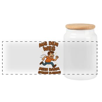 Out of the Way Toilet Intestines Plain Text - Panoramic Cookie Jar with Wooden Lid - white - Front
