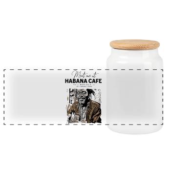 Portrait of an Authentic Cuban Musician - Panoramic Cookie Jar with Wooden Lid - white - Front