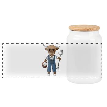 Highland cattle the cuddliest inhabitant of the farm - Panoramic Cookie Jar with Wooden Lid - white - Front