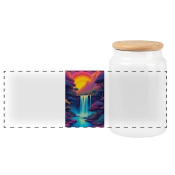 Landscape at sunset - Panoramic Cookie Jar with Wooden Lid - white - Front