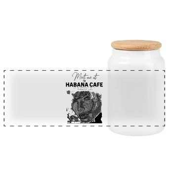 Porträt Verlobt im Café in Havanna - Panorama Keksdose mit Holzdeckel - Weiß - Vorne