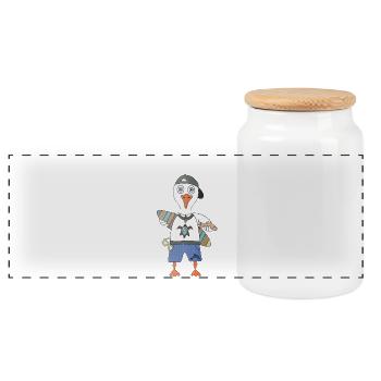 The seagull that prefers to surf rather than fly - Panoramic Cookie Jar with Wooden Lid - white - Front