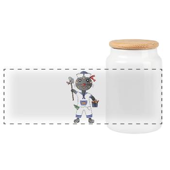 Cap Fin The Sailors Seal - Panoramic Cookie Jar with Wooden Lid - white - Front
