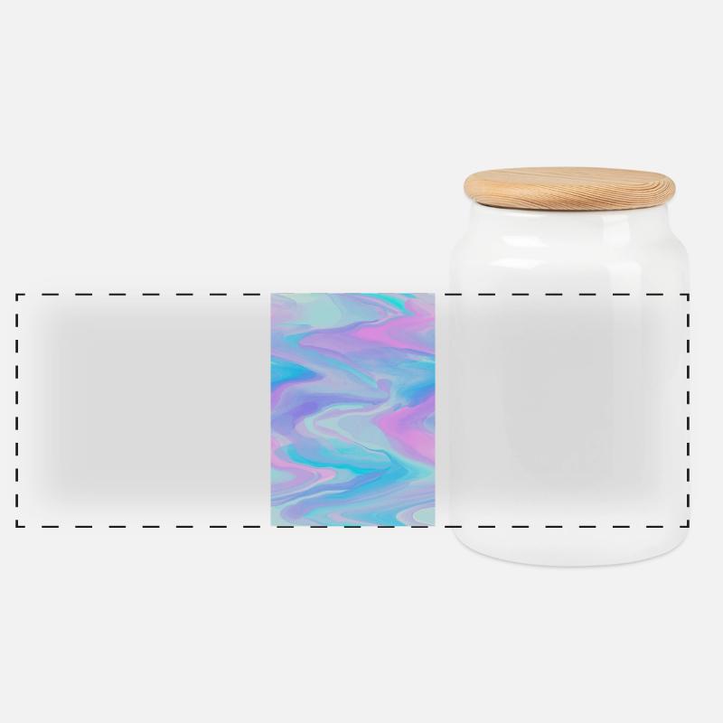 Pastellfarbene Wellen - Panorama Keksdose mit Holzdeckel - Weiß