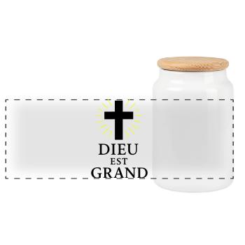 DIEU EST GRAND - Boîte à biscuits avec couvercle en bois - blanc - Devant