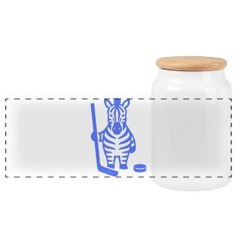 Minimalist Zebra Hockey Silhouette Design - Panoramic Cookie Jar with Wooden Lid - white - Front