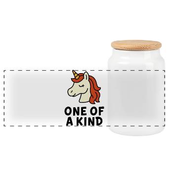 Elégant imprimé licorne pour les amateurs de fantaisie - Boîte à biscuits avec couvercle en bois - blanc - Devant