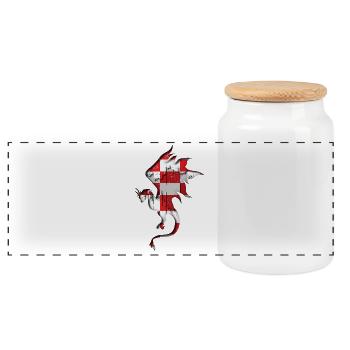 Croatia Flag - Croatia - Dragon Silhouette - Panoramic Cookie Jar with Wooden Lid - white - Front