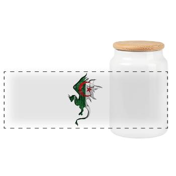 Drapeau de l’Algérie - Algérie - Silhouette de dragon - Boîte à biscuits avec couvercle en bois - blanc - Devant