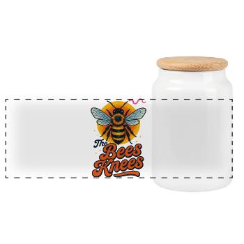 Bee and Knees Retro-Typografie-Design - Panorama Keksdose mit Holzdeckel - Weiß - Vorne