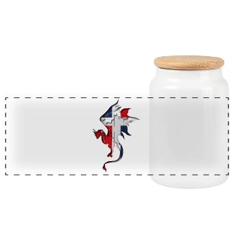 Flag of the Dominican Republic - Panoramic Cookie Jar with Wooden Lid - white - Front