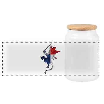 Panama Flagge - Drachen Silhouette - Panorama Keksdose mit Holzdeckel - Weiß - Vorne