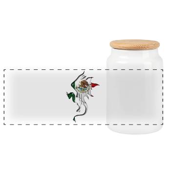 Drapeau du Mexique - Mexique - Silhouette de dragon - Boîte à biscuits avec couvercle en bois - blanc - Devant