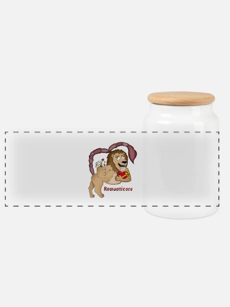 Romatisches Mantikor Design - Panorama Keksdose mit Holzdeckel - Weiß