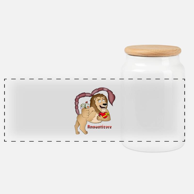Romatisches Mantikor Design - Panorama Keksdose mit Holzdeckel - Weiß