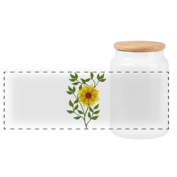 Blume - Panorama Keksdose mit Holzdeckel - Weiß - Vorne