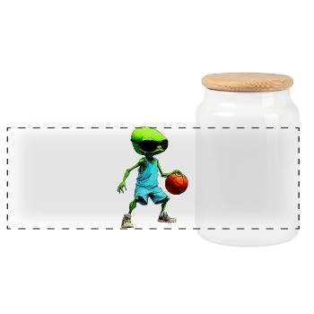 Aliens Basketball - Boîte à biscuits avec couvercle en bois - blanc - Devant