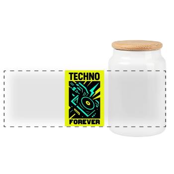 Techno Forever - Panorama Keksdose mit Holzdeckel - Weiß - Vorne