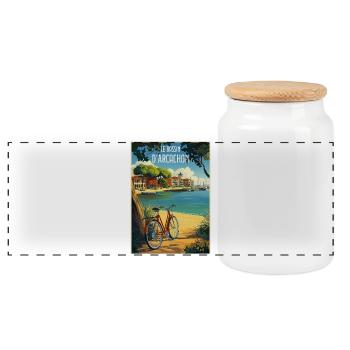 Reflexion der Bucht von Arcachon im Sommer - Panorama Keksdose mit Holzdeckel - Weiß - Vorne