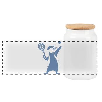Penguin Tennis Tennis Player Serve - Panoramic Cookie Jar with Wooden Lid - white - Front