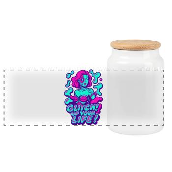 Glitch dans votre vie ! Femme Cyborg - Boîte à biscuits avec couvercle en bois - blanc - Devant