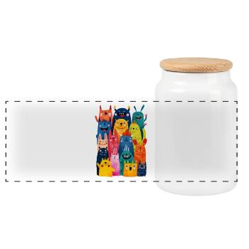 Créatures Fantaisistes Colorées pour Enfants - Boîte à biscuits avec couvercle en bois - blanc - Devant